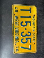 1976 WEST VIRGINIA LICENSE PLATE #T15357