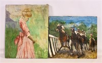 Sullivan - Racehorses (oil on canvas) 16" x 18" /