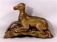 Deer carving, gesso over pine & gold leafed,