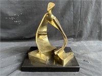 Signed abstract brass sculpture by Ione Citrin
