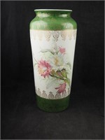 Vintage Onlay Ceramic Gilded 13" Floral Vase