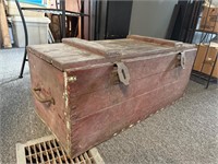 Vintage wooden lidded crate