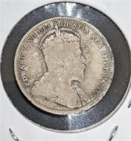 1903 Canadian Sterling Silver 25-Cent Quarter Coin