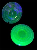 Uranium Glass Bread plates optic block saucers