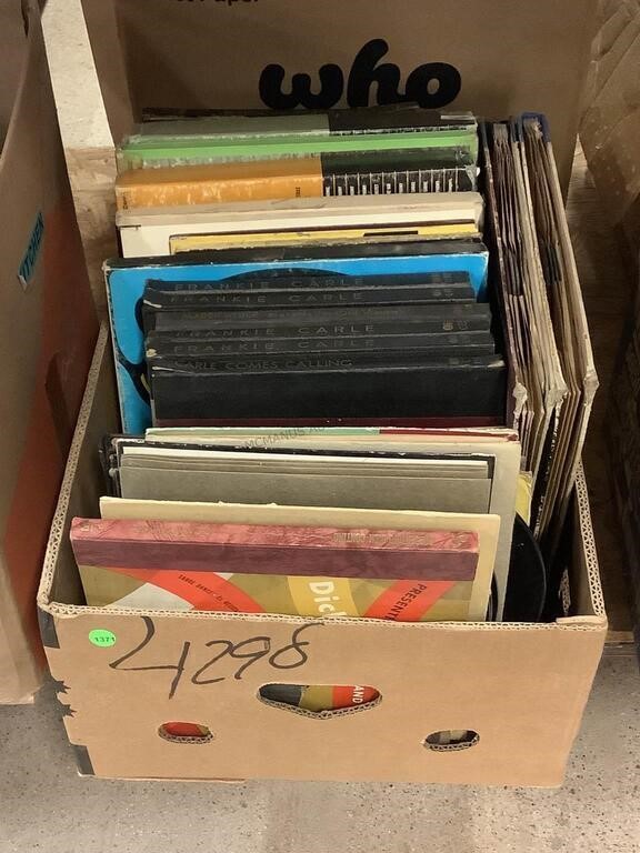 Box Assorted LP records. Some book sets. Frankie