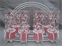 Vintage Set Red & White Polka Glasses & Carrier