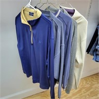 (5) Long Sleeve Men's Polo Shirts Lg & XL