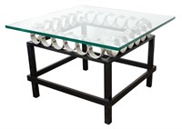 Paula Meizner "24 in a Square" Glass Top Low Table