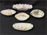 Lot of 5 Sm. Floral Painted Dishes Including
