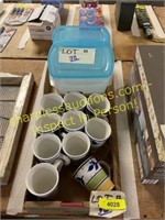 Coffee cups, plastic containers