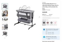 E1004  Nordmiex Baby Bassinet Bed Gray