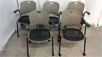 5 Matching Rolling Office Chairs Z