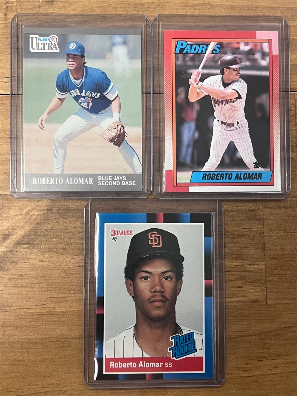 Lot of 3 1987-1991 Roberto Alomar MLB cards