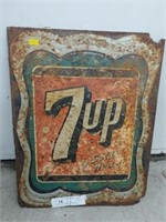 Vintage Tin Embossed "7Up" Beverage Sign