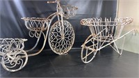 Metal tricycle flower stand, metal wheel barrel