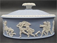 Wedgwood Blue Jasperware Oval Trinket Dish