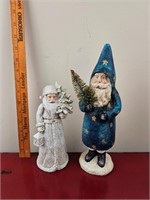2 Resin Santa Figurines -see pictures