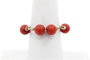 14K Gold Natural Coral Wire Ring