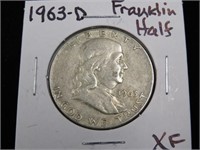 1963 D FRANKLIN HALF DOLLAR 90% XF