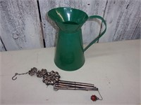 Green Watering Pitcher & Windchime