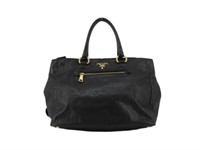PRADA Black Leather 2 Way Tote Bag