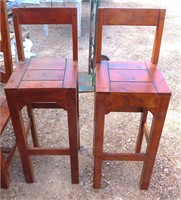 TWO (2) Heavy Solid Wood Bar Stools
