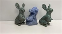 Garden figurine lot: (2) 12.5’’ rabbits and 11’’