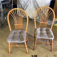 2 Oak Chairs w/pads