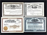 4 Railroad Stock Certificates, Indiana Rail, 1881+