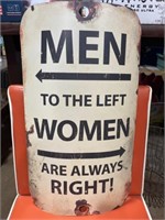 Men to the left metal sign 12.5”x22”
