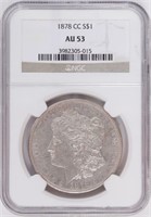Coin 1878-CC Morgan Silver Dollar NGC AU53