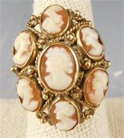 Lot # 4080 - 14k Gold & shell cameo ring: