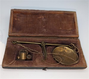 Early Gold Rush Era Gold Scale in Orig. Wood Box