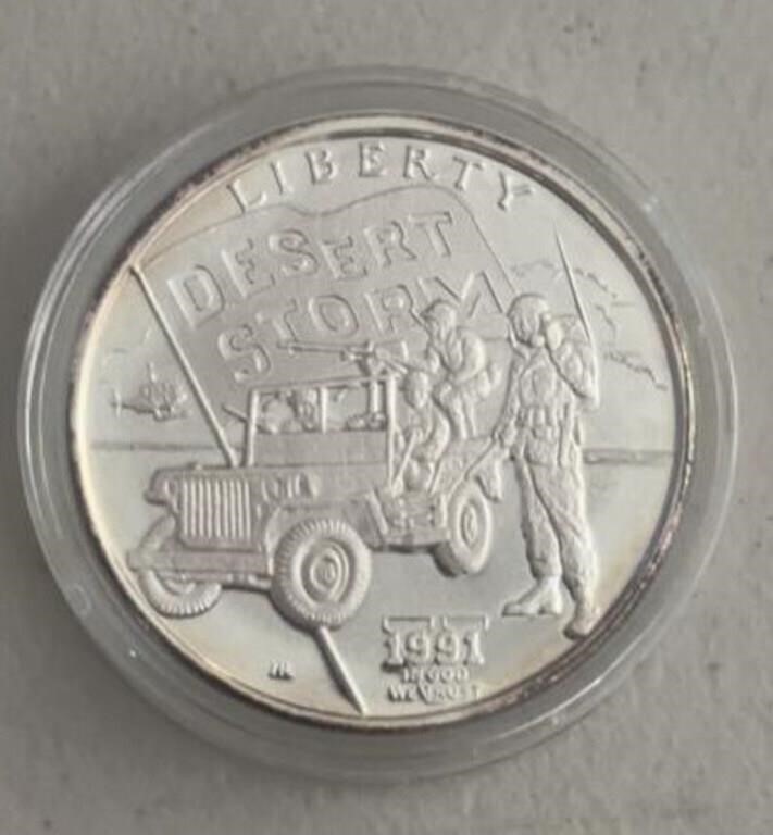 SILVER ROUND-"DESERT STORM" (1-TROY OUNCE  .999