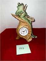 ADORABLE BISQUE FROG CLOCK