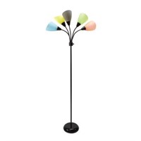 5-Light Multi Head Floor Lamp with Color Shades