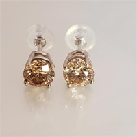 Certified 14K Fancy Brown Diamond(1.02ct) Earrings