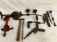 Lot of antique tools hand Drills etc
