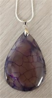 Purple Dragon Veins Agate Gemstone Necklace