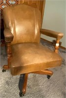 Vintage Gunlocke Executive Chair Walnut Leather