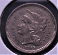 1865 3 CENT PIECE AU