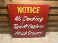 NO SMOKING TURN OFF ENGINES METAL SIGN
