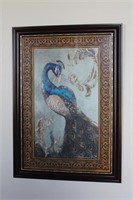 Framed Peacock Bird Picture