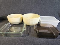 Hall Pottery Bowls, Glass Baking Dishes, Plastic