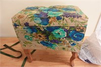 Floral Upholstered Sewing Bench