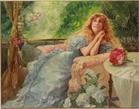 Bruno Dietze Woman in Repose Oil on Canvas 19th C.