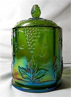 Vintage Green Carnival glass Candy Dish