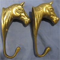2 SET OF BRASS HORSE HEAD HOOKS FOR WALL HANGING