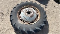 1- 13.6-28 Tractor Tire W/ 8 Hole Rim