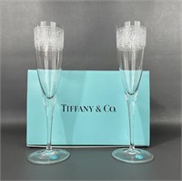 Two 2000 Tiffany & Co. Champagne Flutes *OG Box